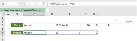 Excel Unique Function 的图像结果
