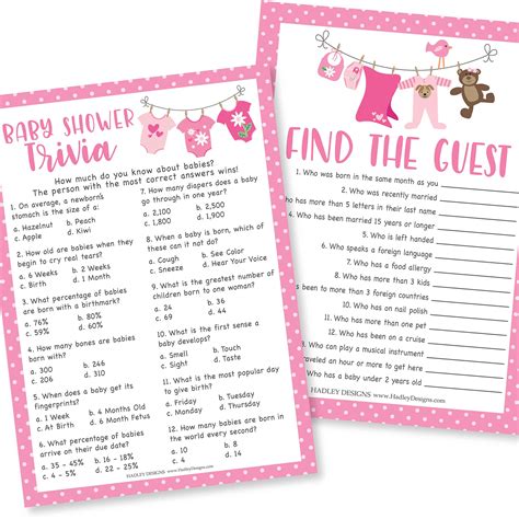Buy Pink Baby Shower Games For Girls - 2 Games Double Sided, 25 Baby ...
