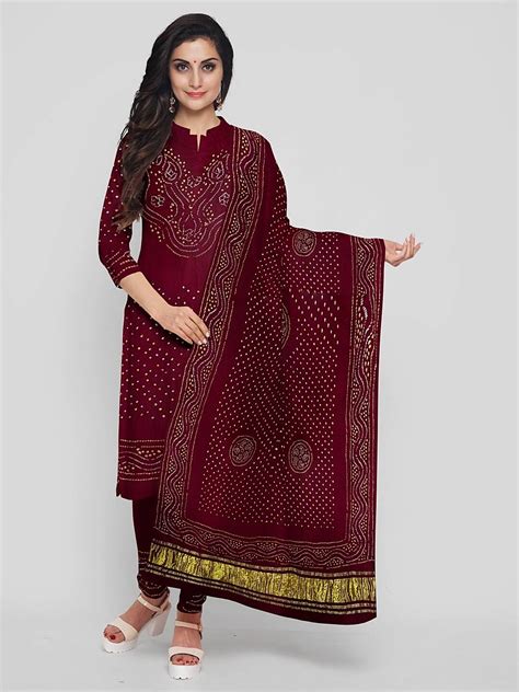 Unstitched Dress Material | Bandhani Suits / Salwar Kameez: Khatri ...