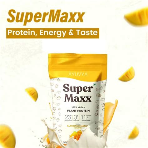 Buy Ayuvya SuperMaxx Plant Protein Powder (Mango Flavour) | 500g in ...