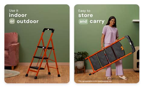 BonKaso Premium Steel Multipurpose Climb Easy Anti-Slip 3-Step Foldable ...