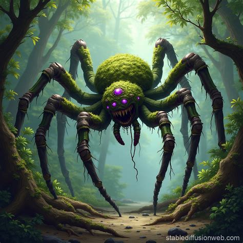 Six-Legged Spider Creature in Jungle | Stable Diffusion Online