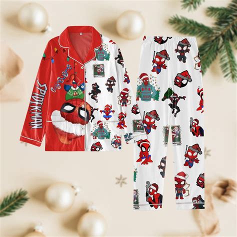 Spider-man Christmas Pajamas Set, Superhero Xmas Thick Pajamas, Spider ...