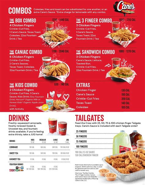 Raising Cane's Menu from June 21