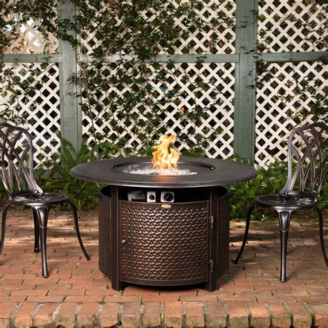Leafview 42 Inch Round Aluminum Propane Fire Pit Table in Bronze by ...