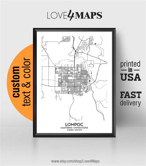 Lompoc California Map Lompoc City Print Lompoc Poster | Etsy