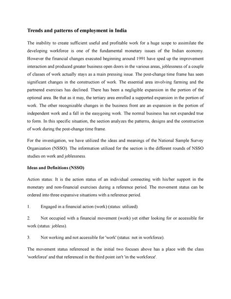 Trends and patterns of employment in India - However the financial ...