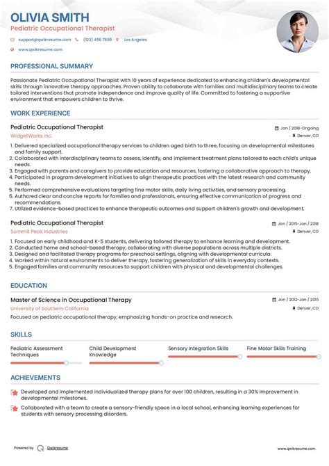 10+ Pediatric Occupational Therapist Resume Samples & Templates for 2025