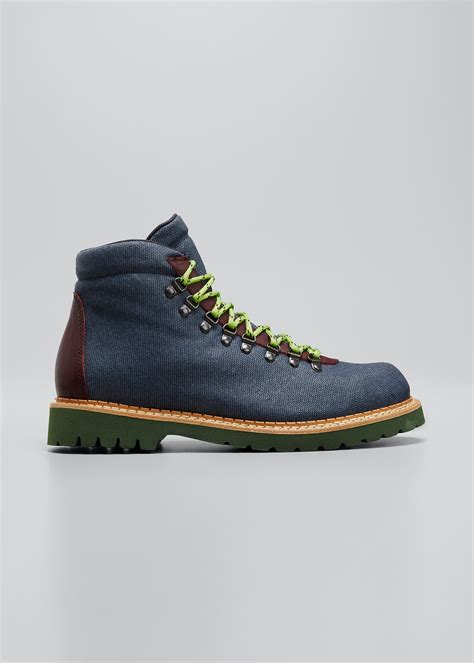 Montelliana 1965 Men's Colorblock Waxed Canvas Hiking Boots - Bergdorf ...
