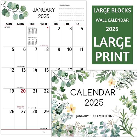 BowCuk 2025 Wall Calendar - Large Print Calendar 2025, 12 India | Ubuy