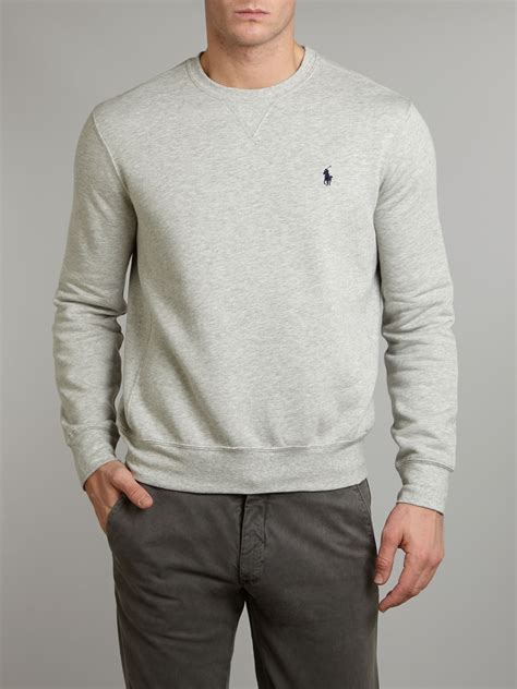 Polo ralph lauren Classic Crew Neck Sweater in Gray for Men | Lyst
