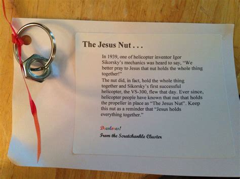 The Jesus Nut....great for the guys | Prayer partner, Sunday school ...