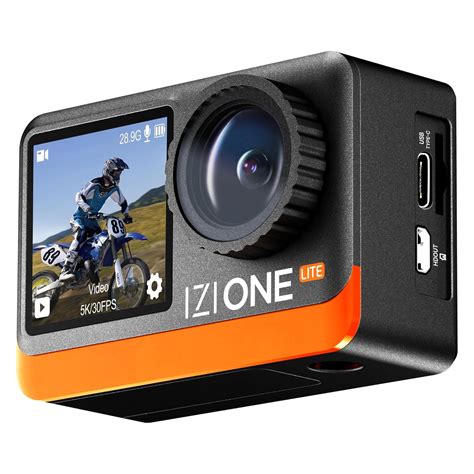 IZI One Lite 5K Action Camera 4K 60FPS 50MP Ultra HD Dual Screen EIS Stabilization 170° Wide ...