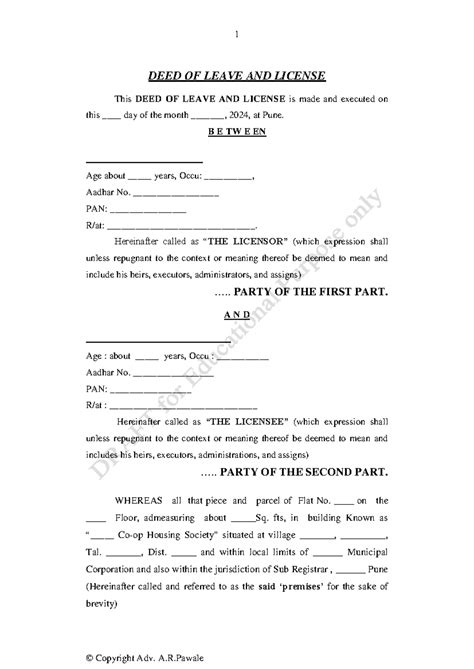 DEED OF Leave AND License 2 - DEED OF LEAVE AND LICENSE This DEED OF ...
