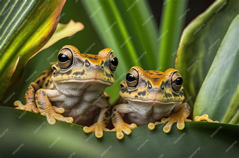 Premium AI Image | Baby hypochondrialis tiger legged monkey frogs close ...