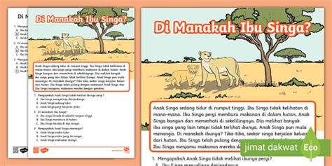 Aktiviti Pemahaman Di Manakah Ibu Singa? (teacher made)