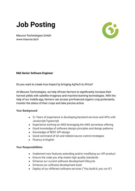 Image result for Software Engineer Job Posting