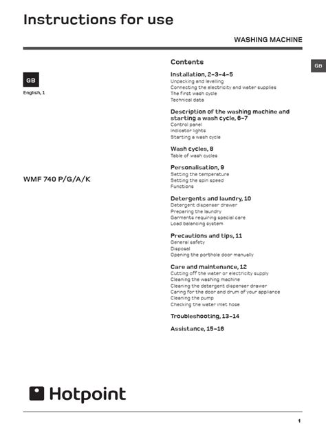 Image result for Hotpoint Washing Machine Tutorials