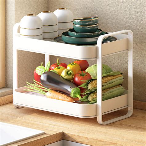 Double Decker Metal Organiser Rack White Online - Premium Kitchen ...
