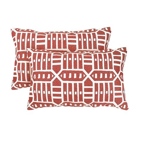 Astella Pacifica 2-Pack Geometric Roland Red Rectangular Lumbar Pillow ...