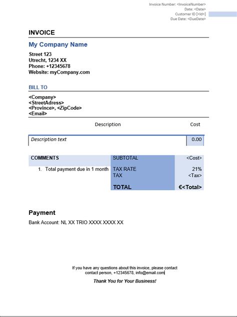 Image result for Invoice Field Example