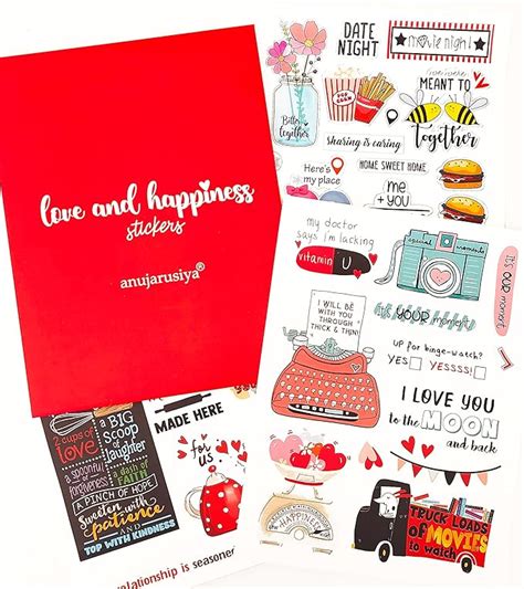 anujarusiya Love Stickers | 95 Cute self Adhesive Stickers | Matte ...
