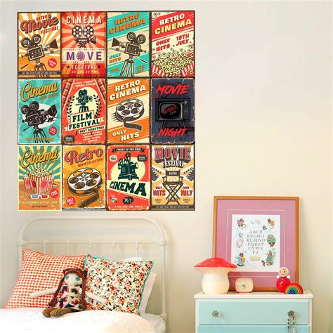 HK Studio Vintage Movie Posters Decal - Bigger Size than Wall Collage ...