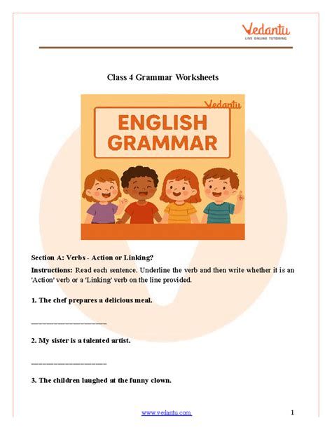Class 4 English Grammar Worksheets: Verbs, Pronouns & More - Studocu