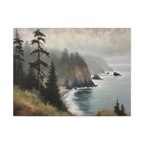 Pacific Northwest Oil Painting, Coastline Painting Canvas Art, Ocean ...