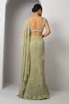 Buy Green Silk, Organza Beads, Vanny Floral Embroidered Pre-draped ...
