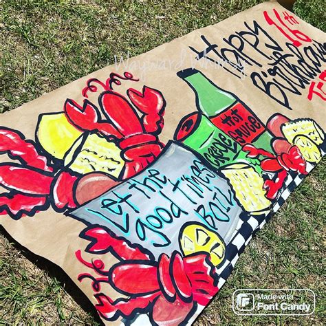 Hand Painted Custom Party Banner Birthday Banner Kraft Paper Banner ...