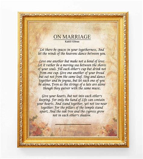 On Marriage-Kahlil Gibran Poster Print- 8 x 10"-Ready to Frame. Inspir ...