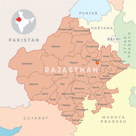 Rajasthan district map with neighbour state and country 36224633 Vector Art at Vecteezy