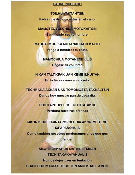 Oración Padre Nuestro en Náhuatl – Yaonáhuac Puebla México