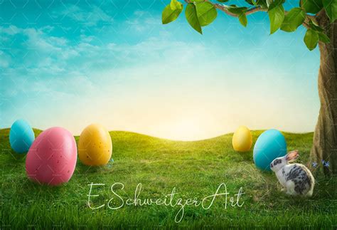 Simple Happy Easter Background With Rabbit and Colorful Eggs for ...