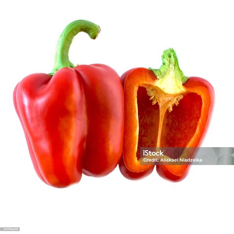 Sweet Red Bell Pepper Set In Four Different Foreshortenings Isolated ...