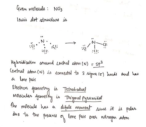 [Solved] Draw the lewis dot structure for NCl3. Using the VESPER, give ...