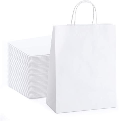 Amazon.com: MESHA White Paper Bags 10x5x13 Inches 100pcs Medium Gift ...