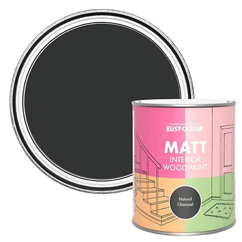 Rust-Oleum Natural Charcoal (Black) Matt Interior Wood Paint 750ml ...