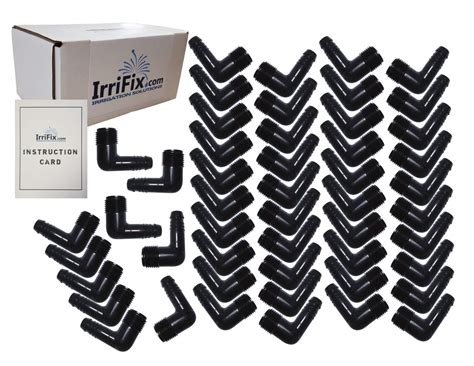 Buy IrriFix 50 Pack 1/2” Funny Pipe Elbows | RainBird 3/8” Spiral Barb ...