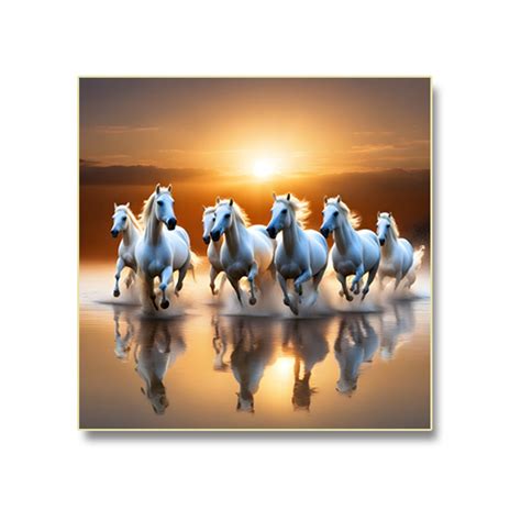 Sunlit Running Horses Wall Decor with Seven Horses (36 x 36 Inches ...