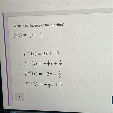 what is the inverse of the function f (x) = 1/3x-5 - brainly.com