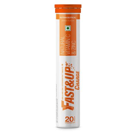 Fast&Up Charge Natural Vitamin C & Zinc Orange Flavour, 20 Effervescent ...