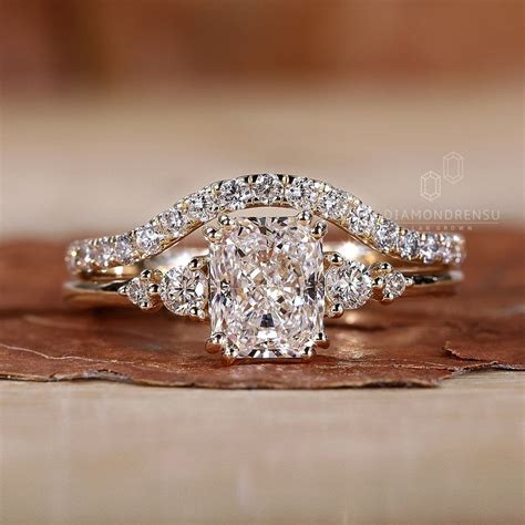 Lab Grown Diamond Bridal Wedding Set, 1 to 2 CT Radiant Cut Lab Grown ...