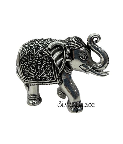 92.5 Oxidised Silver Elephant Statue - Silver Palace