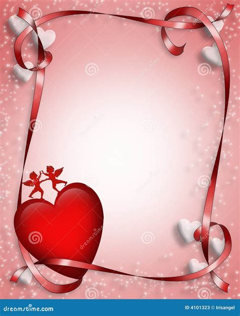 Valentines Day Border Hearts and Ribbons Stock Illustration ...