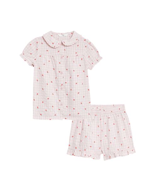 Buy Pure Cotton Strawberry Checked Pyjamas (1-8 Yrs) at Marks & Spencer