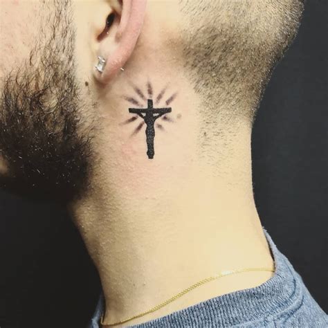 Behind The Ear Cross Tattoos For Men