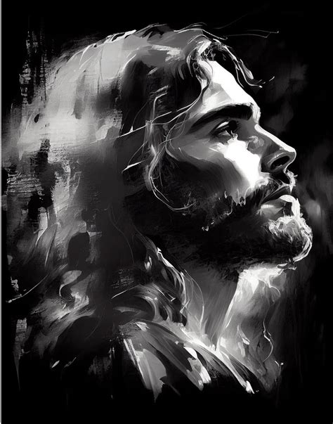 Jesus Portrait, Black & White, Jesus Art Digital, Christian Gift, Religious, Jesus Print, Jesus ...