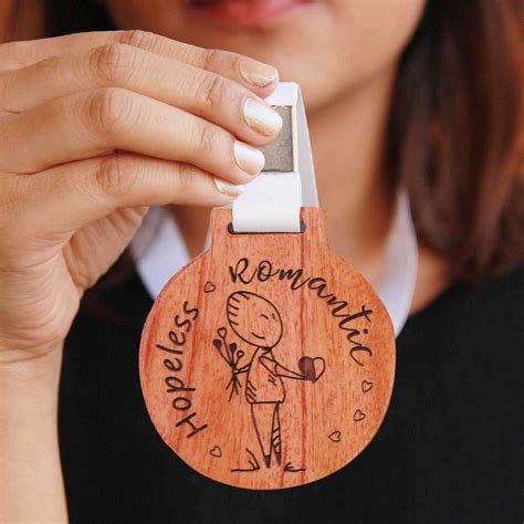 Hopeless Romantic Wooden Medal - Funny Awards & Medals- Romantic Gifts ...